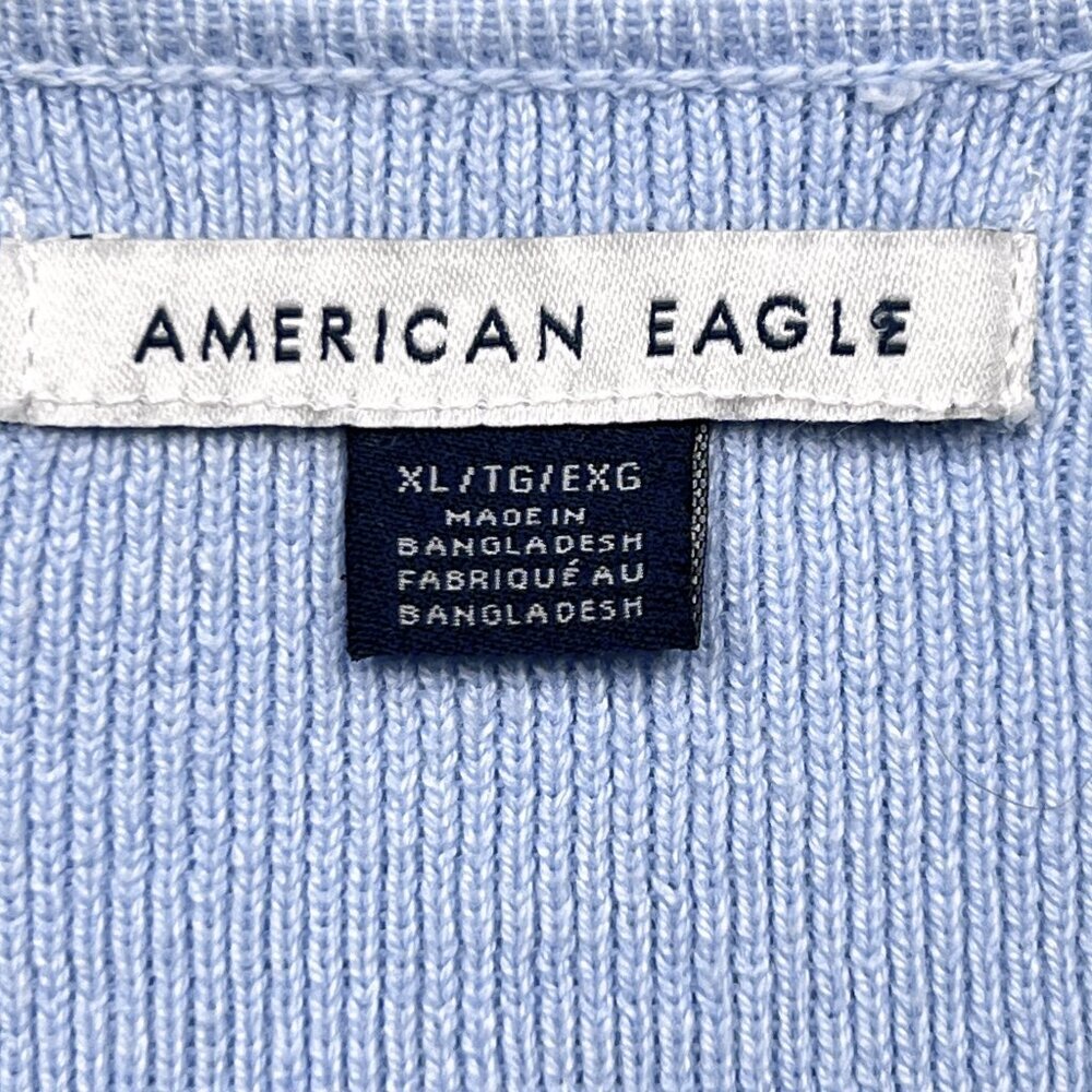 American Eagle Knit Blue Cami Mini Fit and Flare Dress Mesh Side Panels Size XL - Picture 5 of 7